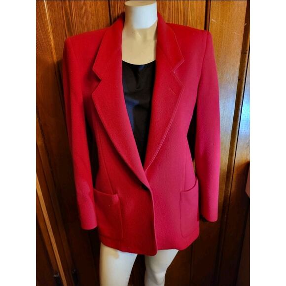 Vintage Jackets & Blazers - Vintage Augustus Red Wool Blazer Women's Size 10 Classic 1980s Power Jacket